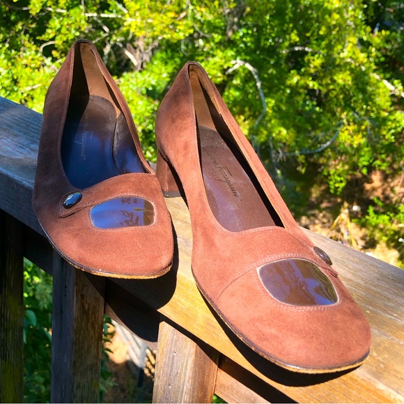 Salvatore Ferragamo Brown Heels Elegant Design size 10 Medium - Picture 2 of 8